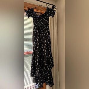 Blue Rain Black and White Floral Dress
